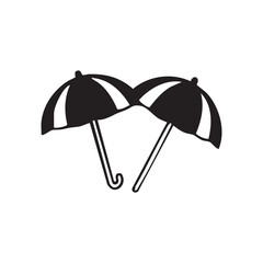 Black and white umbrellas vector illustration design element clip art graphic art