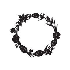 Floral wreath silhouette vector design element for wedding invitation template art