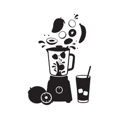Making healthy fruit smoothie vector illustration with blender and fresh fruits