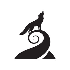 Wolf howling silhouette vector illustration logo design animal wild nature graphic art