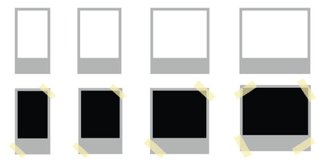 Set of Realistic White Photo Frames with Shadows – Polaroid Style Vector Mockup Collection for Collage and Social Media.