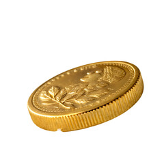 Shiny Gold Coin: Wealth, Prosperity, Finance, Luxury, Currency, Precious Metal, Close-up Macro Photography