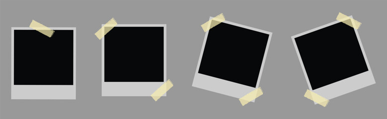 Set of Realistic White Photo Frames with Shadows &ndash; Polaroid Style Vector Mockup Collection for Collage and Social Media.