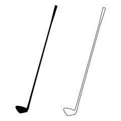 Golf Clubs Silhouette Simple Icon Design golf club flat design vector illustration.  Vector outline golf club icon. 