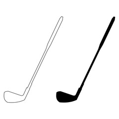 Golf Clubs Silhouette Simple Icon Design golf club flat design vector illustration.  Vector outline golf club icon. 