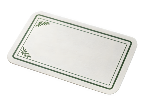 Blank rectangular name tag with decorative border and corner embellishments - Powered by Adobe