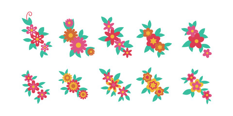 set of flower logo vector template full color