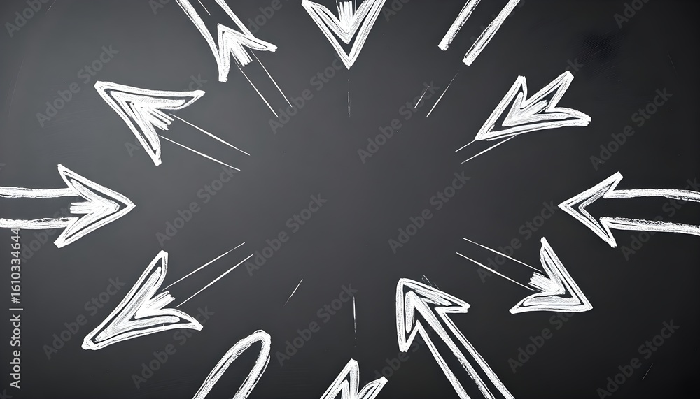Poster dynamic arrow patterns illustrating motion in graphic design abstract background