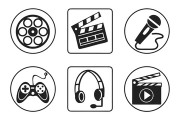 Collection of media and entertainment icons