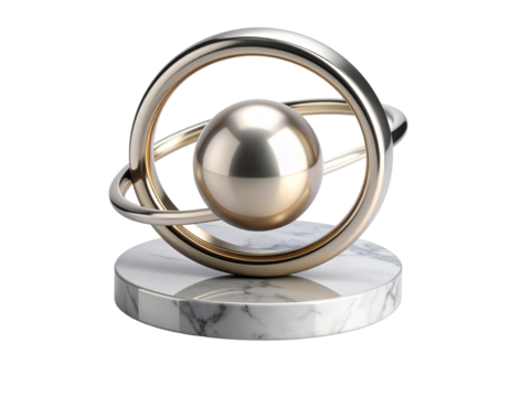 Minimal Abstract Ring and Dot Structure on Marble, Evoking Messaging and Signal Icons