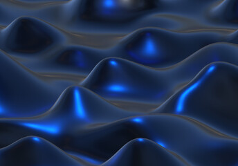 abstract 3d dark blue background  silk liquid chrome metalic Purple wave oil shiny flowing design render wallpaper