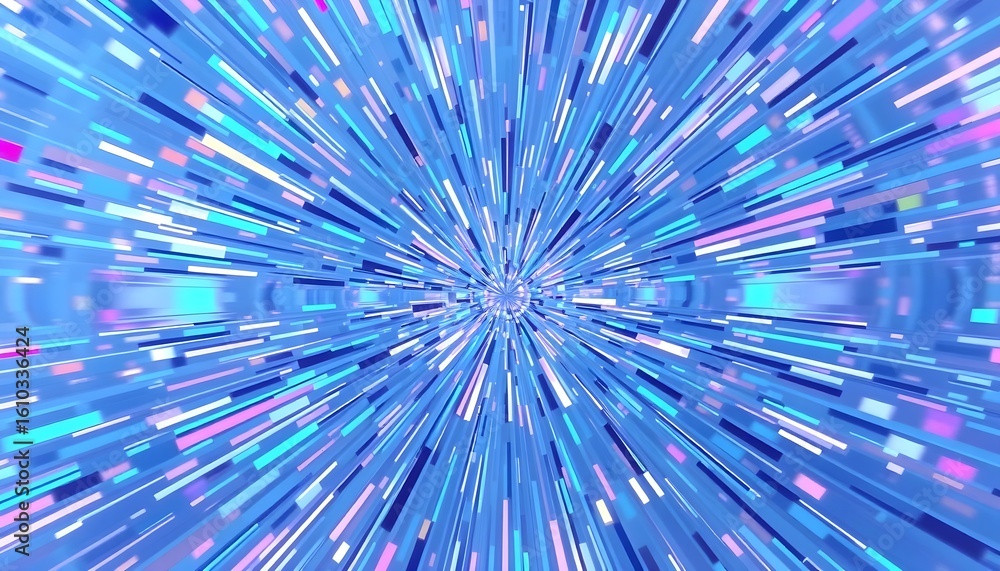 Poster dynamic burst of light particles digital space abstract animation futuristic close-up visual concept