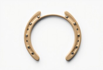 Obraz premium Tan horseshoe with silver square studs on white background