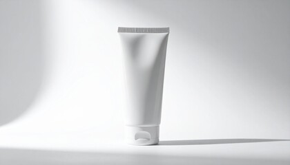 "Elegant Standing Makeup Cream Jar on Clean White Surface with Soft Shadows and Minimalist Design"