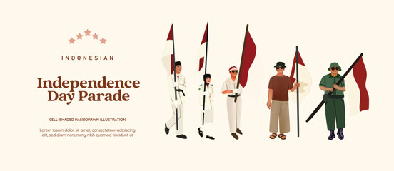 Isolated indonesia independence day traditional parade culture illustration