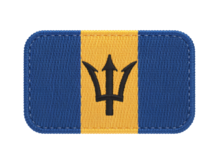 Barbados flag patch with embroidery detail showcases national pride, transparent background