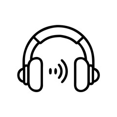 Audio guide icon featuring headphones, representing immersive travel experiences and information in a minimalistic design