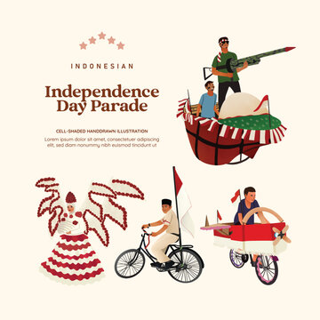 Isolated indonesia independence day traditional parade culture illustration