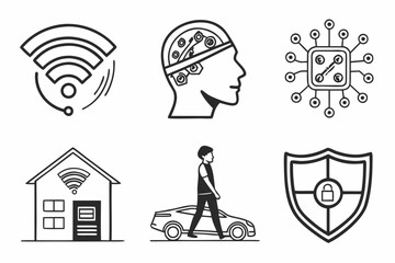Technology and security icons for smart living