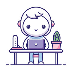 Gamer Immersed in Digital World Cartoon Illustration Depicting Virtual Reality Gaming and Esports in Modern Design