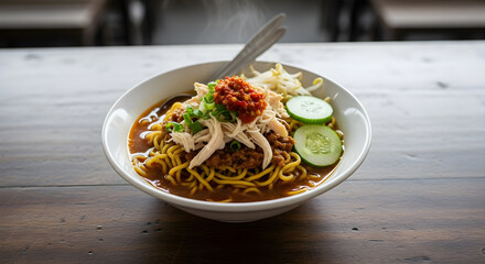 Mie Ayam Indonesian Chicken Noodle Soup Bowl Cuisine Dish Meal