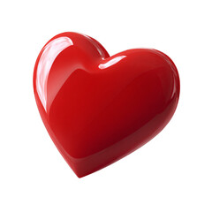 Loving red glossy heart simple icon for romance and passion