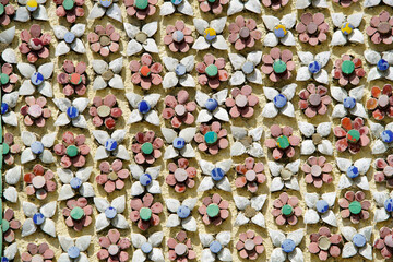 Colorful Flower Pattern with Clay and Stone Elements for Decoration