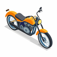 Obraz premium Isometric Illustration of a Classic Orange Motorcycle with Detailed Engine and Design Features