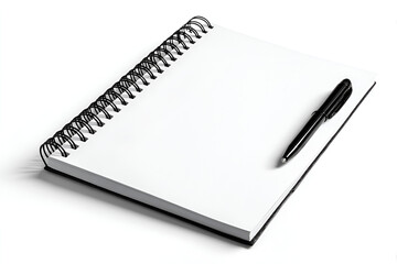 Blank spiral notebook and pen ready for writing or drawing
