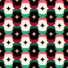 Luxury red and green geometric elements seamless pattern design for christmas and new year background.