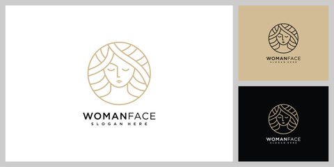 woman face logo vector design template