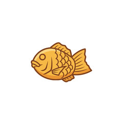 A stylized illustration of a golden, fish-shaped Taiyaki pastry.