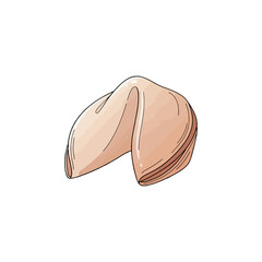 Obraz premium A delicately drawn fortune cookie, slightly opened, showcasing its layered interior.