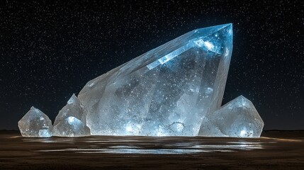 Obraz premium Luminous crystal formation against a starry background