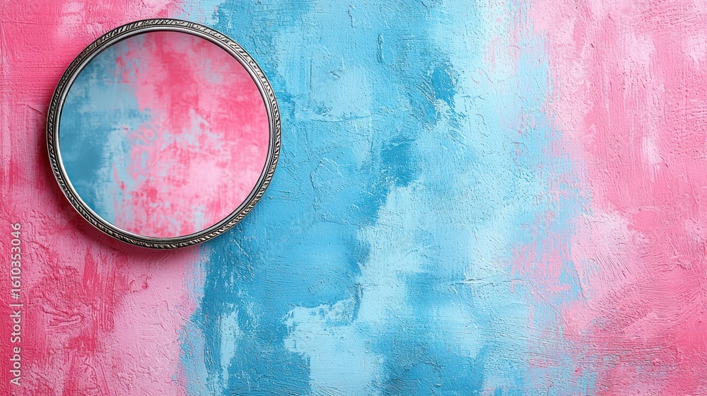 Poster mirror and colorful abstract texture background