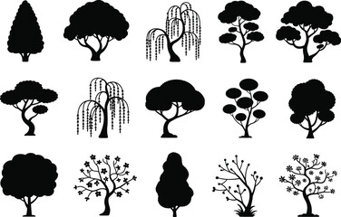 Various Tree Silhouettes trees nature