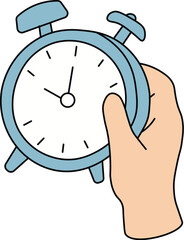  Hand Setting an Alarm Clock Flat Illustration
