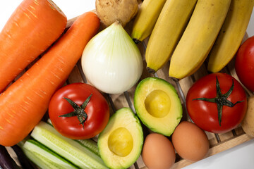 Fresh organic vegetables for cooking salad. diet and healthy food.