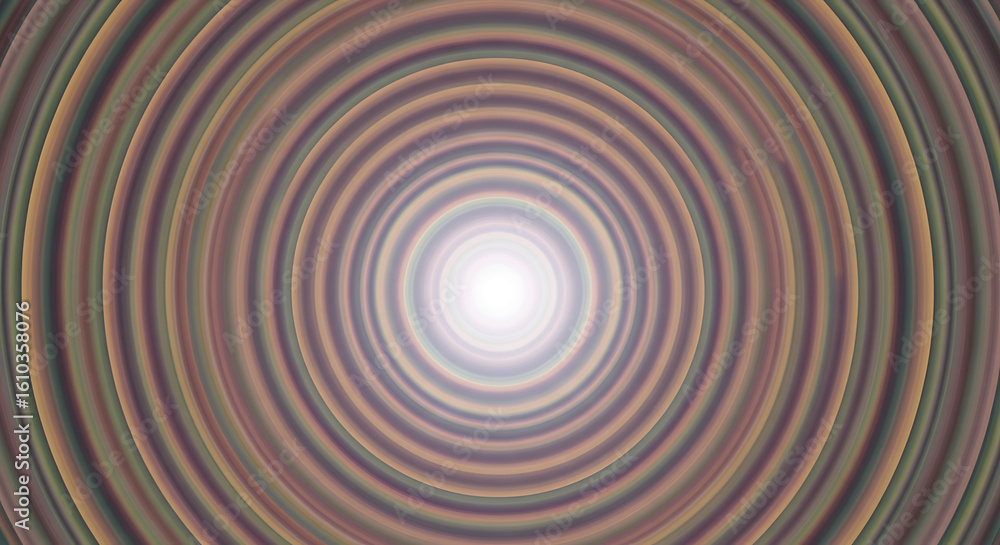 Poster abstract concentric circles radiating from a bright center with subtle color variations creating dep
