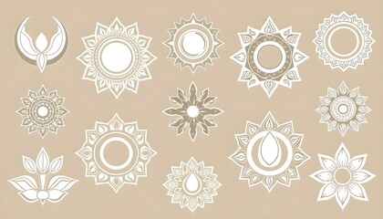 Elegant mandala designs digital art contemporary aesthetic neutral tones top view spiritual concepts