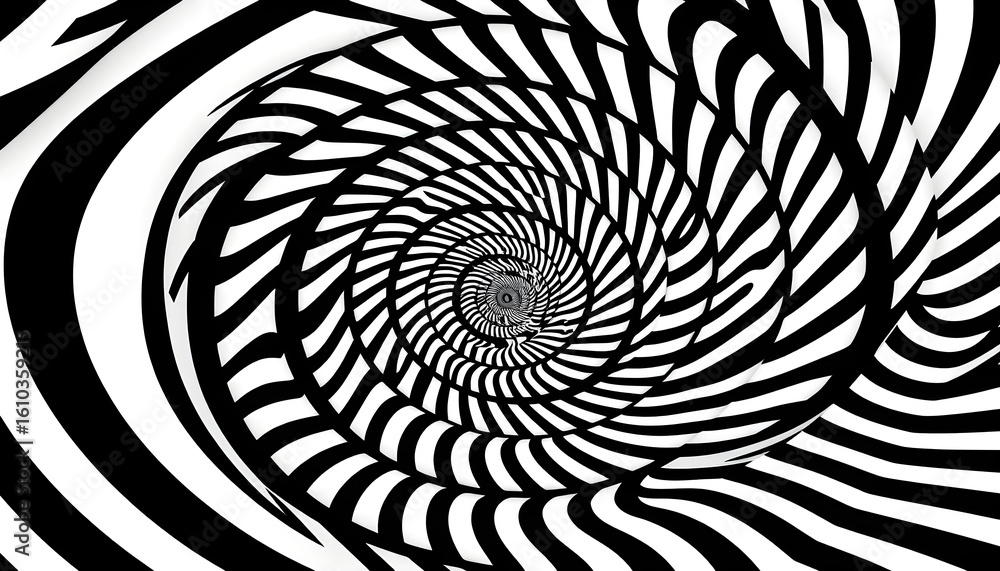 Aufkleber dynamic spiral pattern visualization digital art abstract design monochrome creative concept