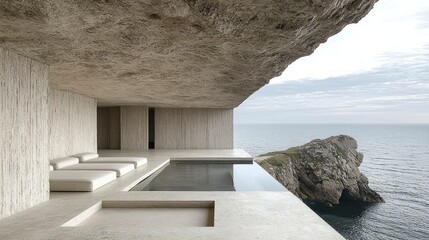 Modern coastal house overlooking ocean