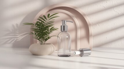Minimalist aesthetic showcasing skincare product with elegant background design