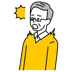 驚く年配の男性