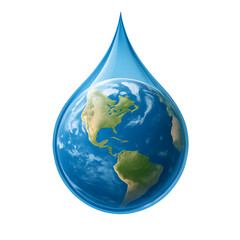 Obraz premium Earth inside a water drop showing continents oceans and clouds a global water conservation concept