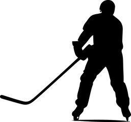 Hockey player pose silhouette