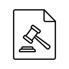 Gavel on Legal Document Vector Icon, Justice, Law, Court Ruling Symbol