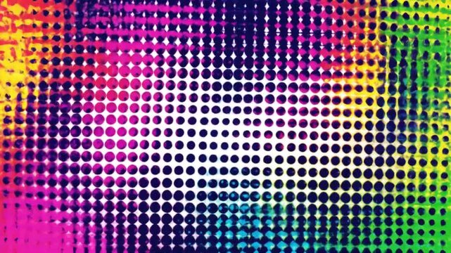 Seamless loop of halftone dots background with dynamic motion. Retro comic-style texture ideal for pop art visuals and modern graphic overlays.
