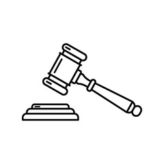 Justice Gavel Vector Icon, Courtroom Law, Auction Judgement Symbol