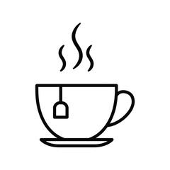 Steaming Hot Tea Cup Vector Icon, Warm Beverage, Relaxing Drink Graphic